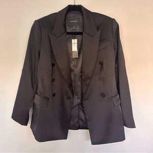 Banana Republic Women’s Black Satin Double-Breasted Blazer Petite Size 4